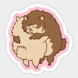 Pomeranian Hugs Sticker